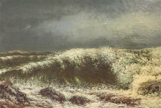 Attributed to Gustave Courbet (1819-1877) Study of waves 15 x 21.75in. Ex. Collection William de Belleroche